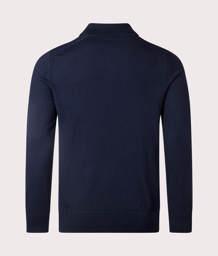 Hugo Boss Mens Long Sleeve Avac Knitted Polo Shirt